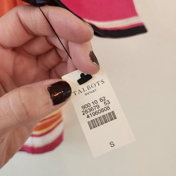NWT Talbots Striped Blouse Top Stretch Orange Pink Classic Women's S - Picture 5 of 6